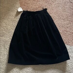 Vintage 80s YSL Yves Saint Laurent Black Velvet A-Line Midi Skirt 38 NYE Party